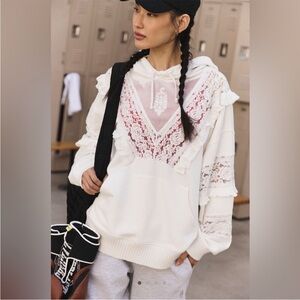 Free people Movement Studio Tunic Hoodie in Ivory size large NWOT